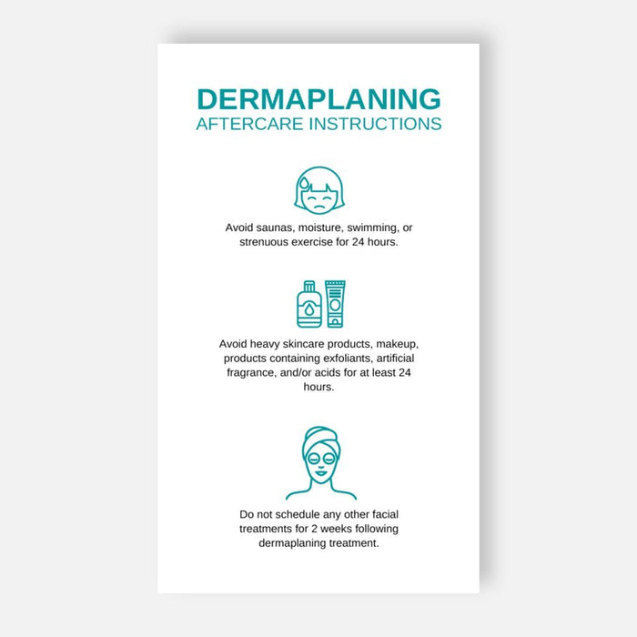 Dermaplaning Post Treatment Aftercare Instructions Cards