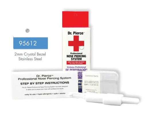 Dr Pierce Nose Piercing Kit, Stainless Steel 2mm Bezel CZ (95612)