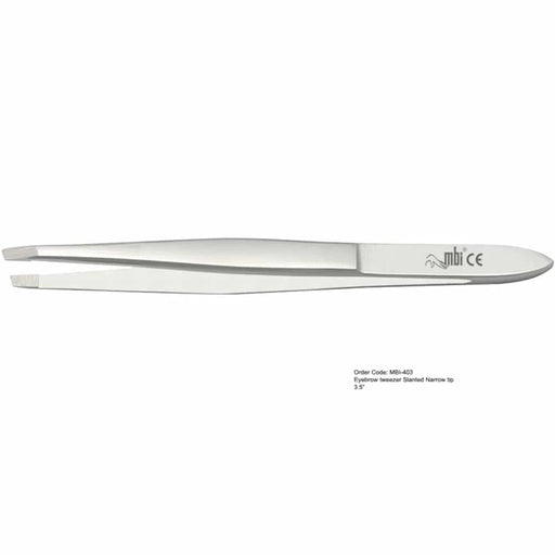 Eyebrow Tweezers Slated Narrow Tip 3.5”, MBI-403