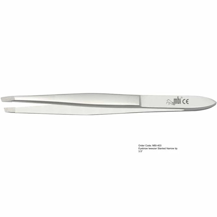 Eyebrow Tweezers Slated Narrow Tip 3.5”, MBI-403