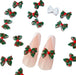 Holiday Green/Red Plaid Bow Nail Charms, Christmas Nail Art Supplies 10pcs
