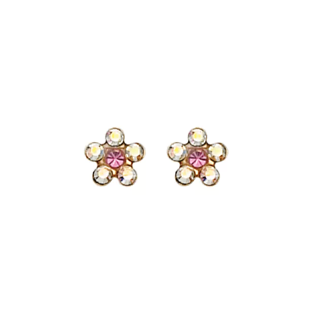 Inverness 24K GP AB CZ w/Rose Flower Earring - 760C
