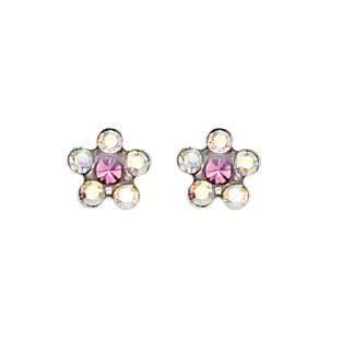Inverness Earring Stainless Steel AB Crystal with Rose Flower - 120C