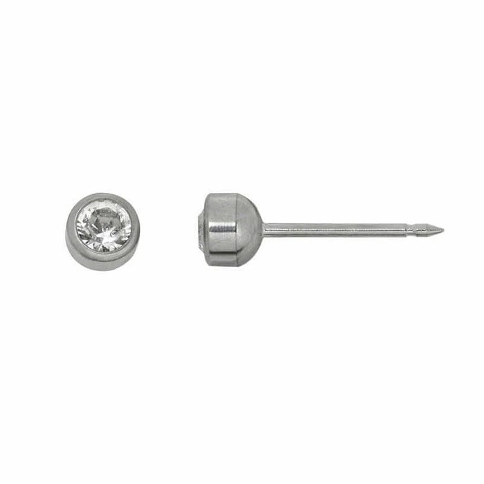 Inverness Earring Titanium 4MM Crystal Bezel - 17C