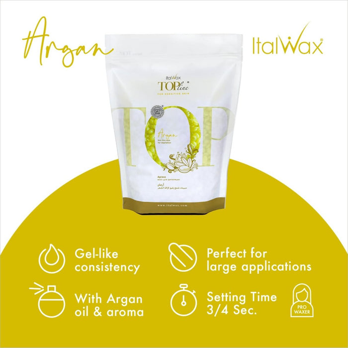 Italwax Top Line Argan Hot Film Hard Wax (Unscented, Transparent, 3 - 4 Sec)