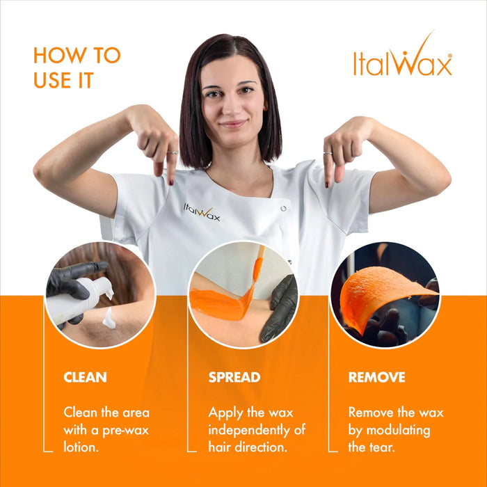 Italwax Top Line Coral Hot Film Hard Wax for Sensitive Skin (Unscented, Very Creamy, 10 - 12 Sec)