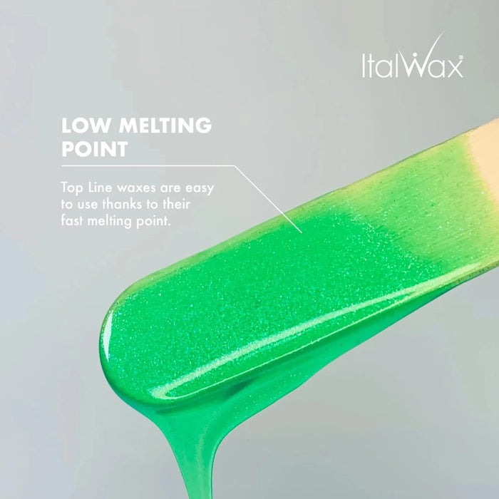 Italwax Top Line Emerald Hot Film Hard Wax for Sensitive Skin (Unscented, Semi-Transparent Gel, 6-8 Sec)