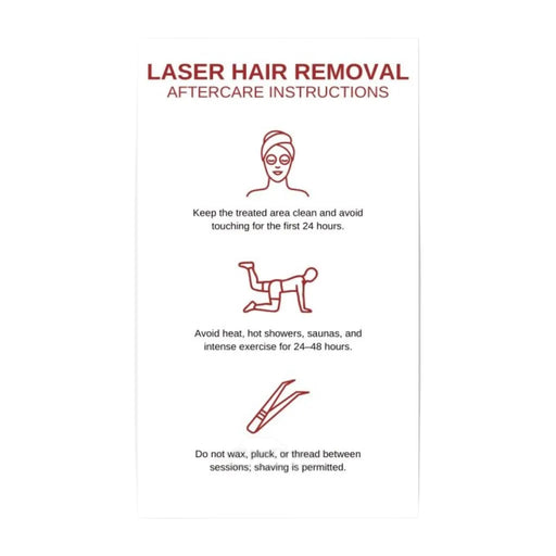 Laser Hair Removal Post Treatment Aftercare Instructions Cards