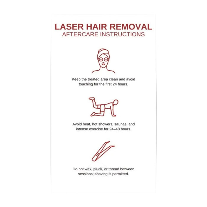Laser Hair Removal Post Treatment Aftercare Instructions Cards