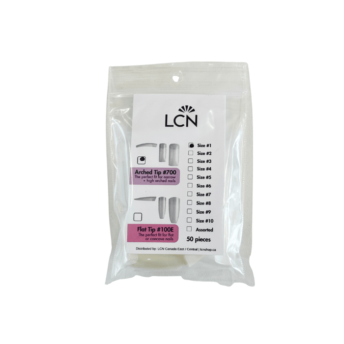 LCN Arched Nail Tips 700 Square Size 1-10, 50pcs