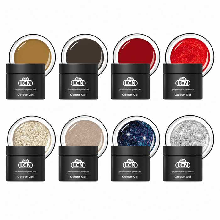 LCN Colour Gel Bundle Christmas Collection, 8 Festive Gold, Red + Glitter Shades Canada