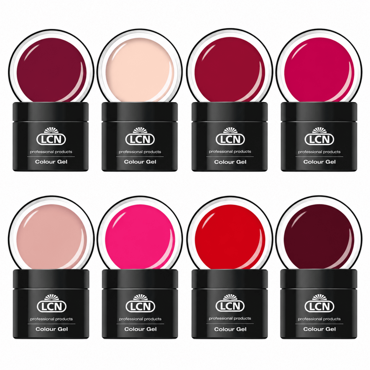 LCN Colour Gel Bundle Pinks + Reds Collection, 8 Professional Pink, Rose + Red Shades Canada