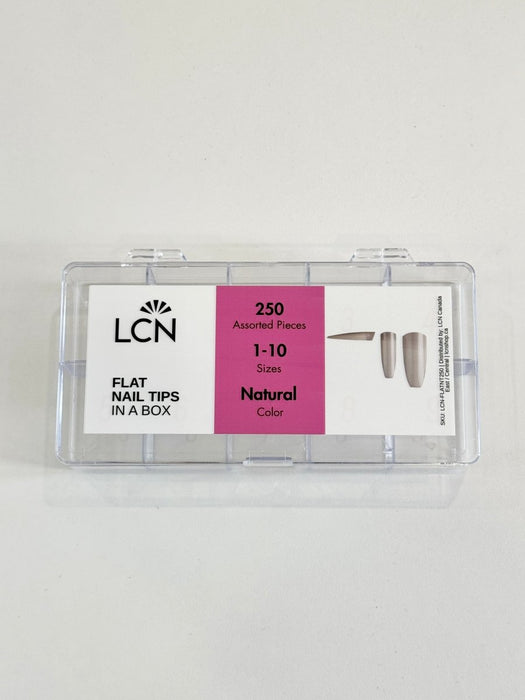 LCN Flat Nail Tips 100E, Coffin 250pcs Assorted Box