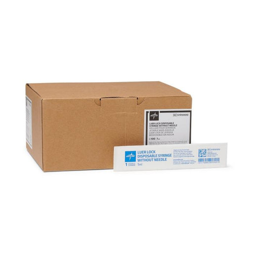 Medline 1 ml Luer Lock Syringe, without Needle Sterile Disposable SYR101010, Case of 100
