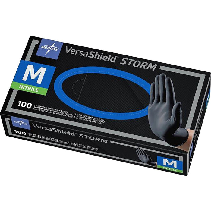 Medline VersaShield Storm Black Disposable Nitrile Gloves, Powder Free
