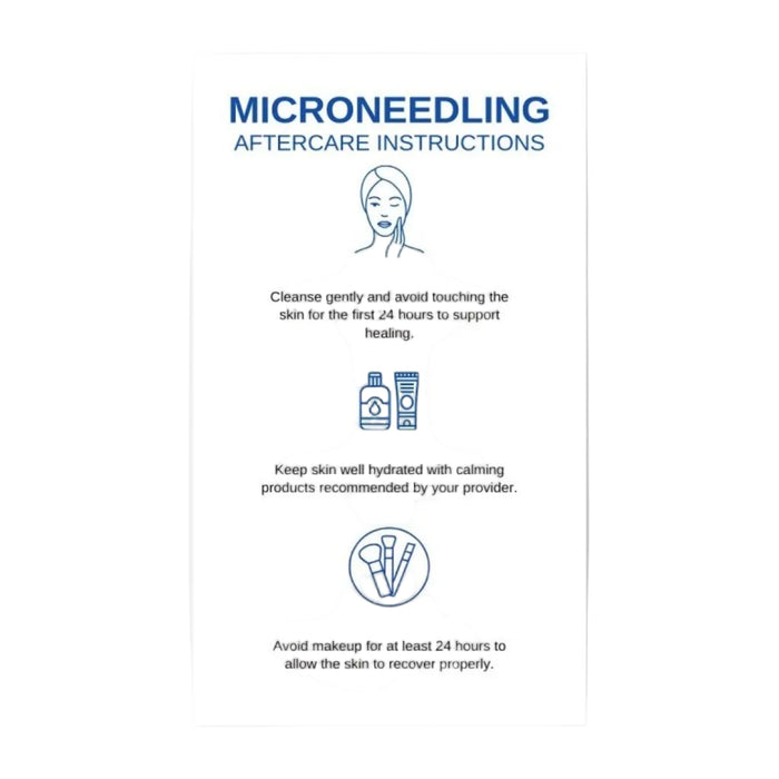 Microneedling Post Treatment Aftercare Instructions Cards.