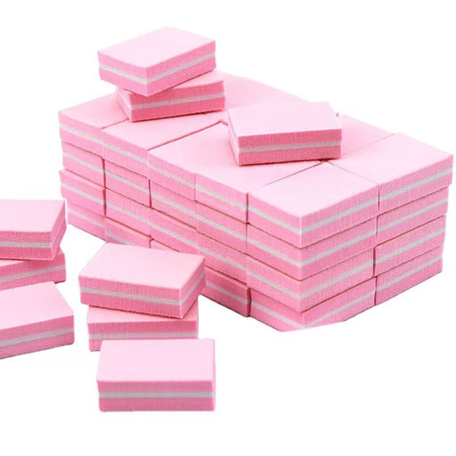 Nail Buffer Block Mini Sponge Disposable 100/180, Pink