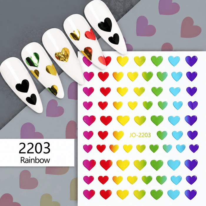 Nail Sticker, Heart + Rainbow Canada