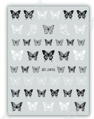 Nail Stickers, Black and White Butterflies Canada