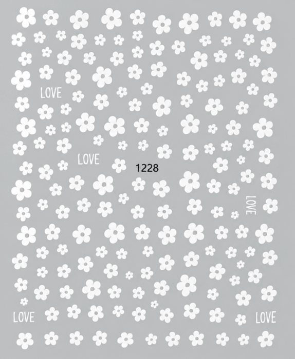 Nail Stickers, White + Flower Canada