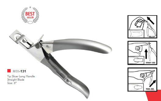 Nail Tip Cutter / Slicer, Long Handle With Straight Blade