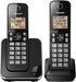 Panasonic KX - TGC352B Cordless Phone - 2 - Handset, Amber Backlit Display, Black