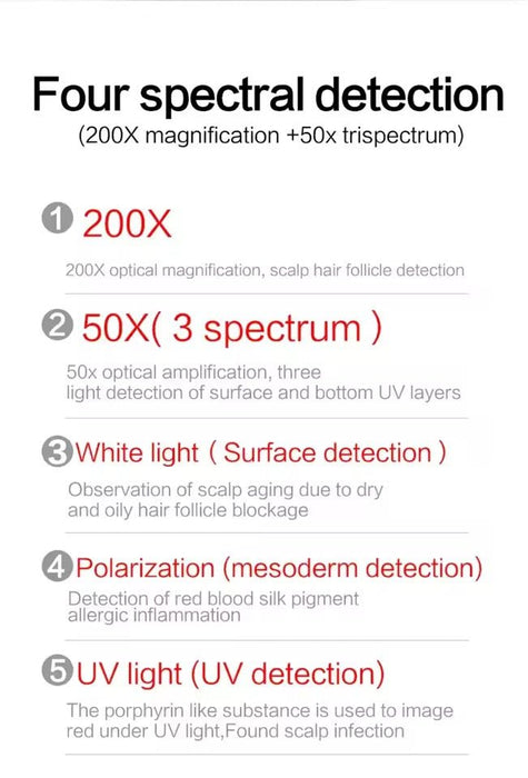 Professional Digital Hair / Scalp Analyzer Hair Follicle Camera, 15 inch Display