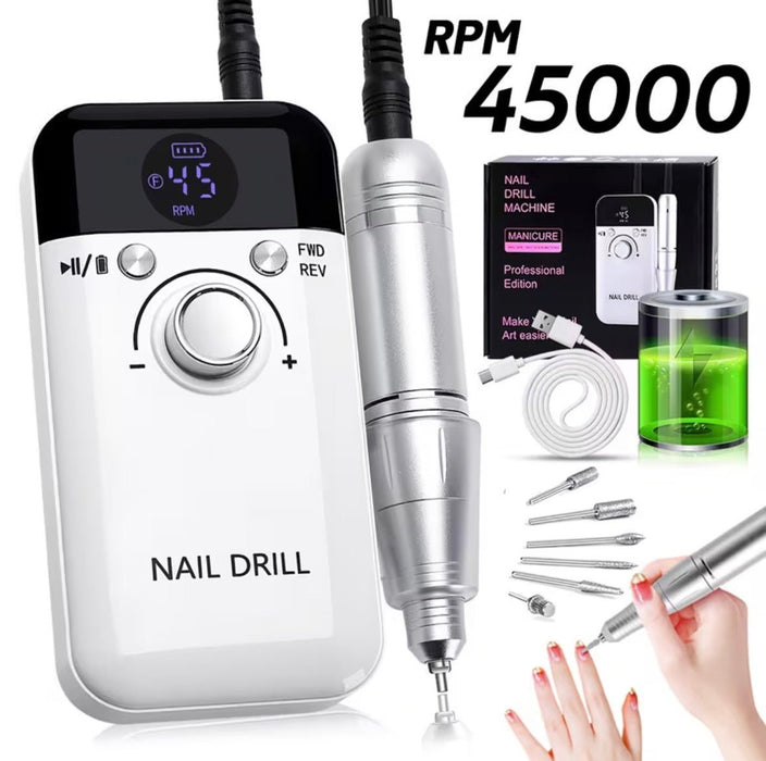 Professional Nail Drill E - File Machine, Portable 45,000 RPM