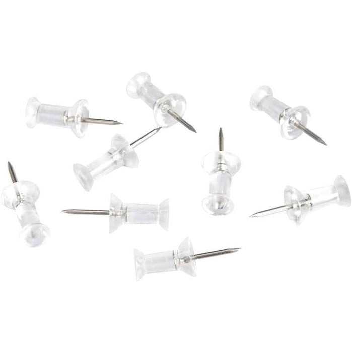 Push Pins - Clear / Assorted Colors Steel Point, 100 Count