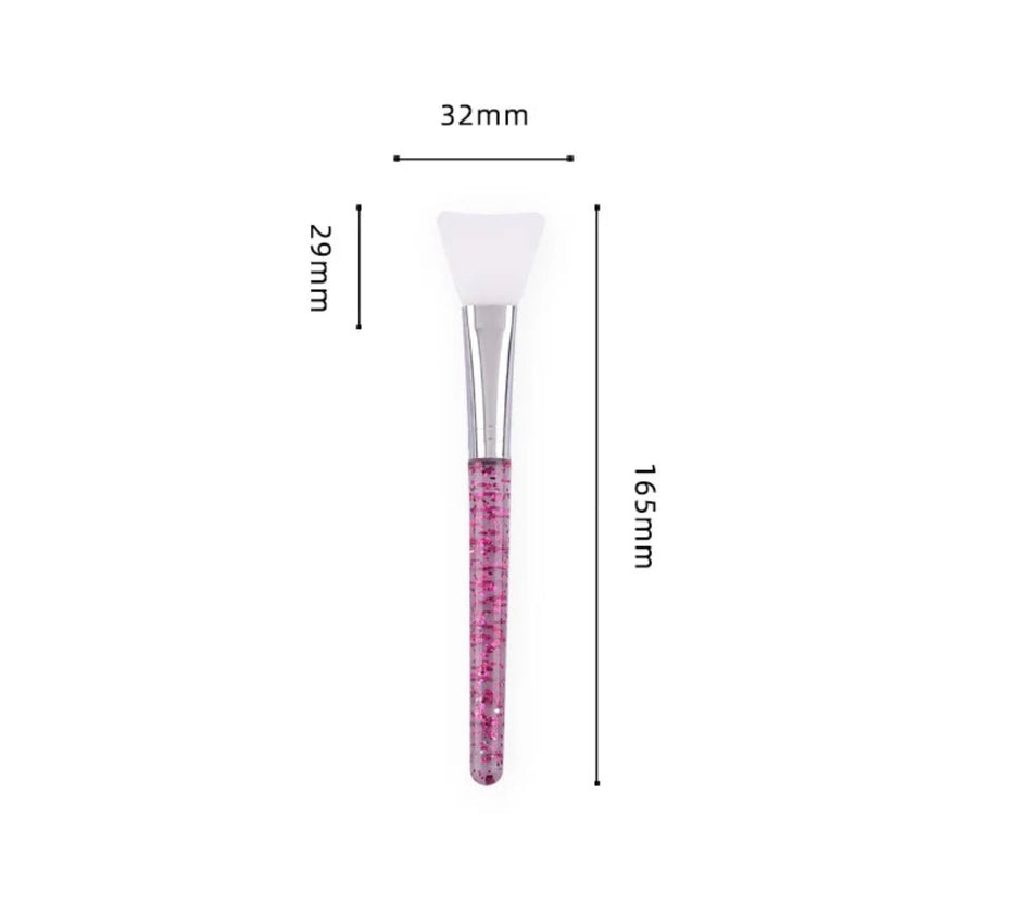 Silicone Face Brush Applicator, Pink with Glitter Handle