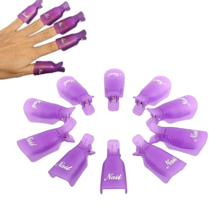 Soak Off Nail Cap Clips Wrap Tool, 10pk Assorted Colors