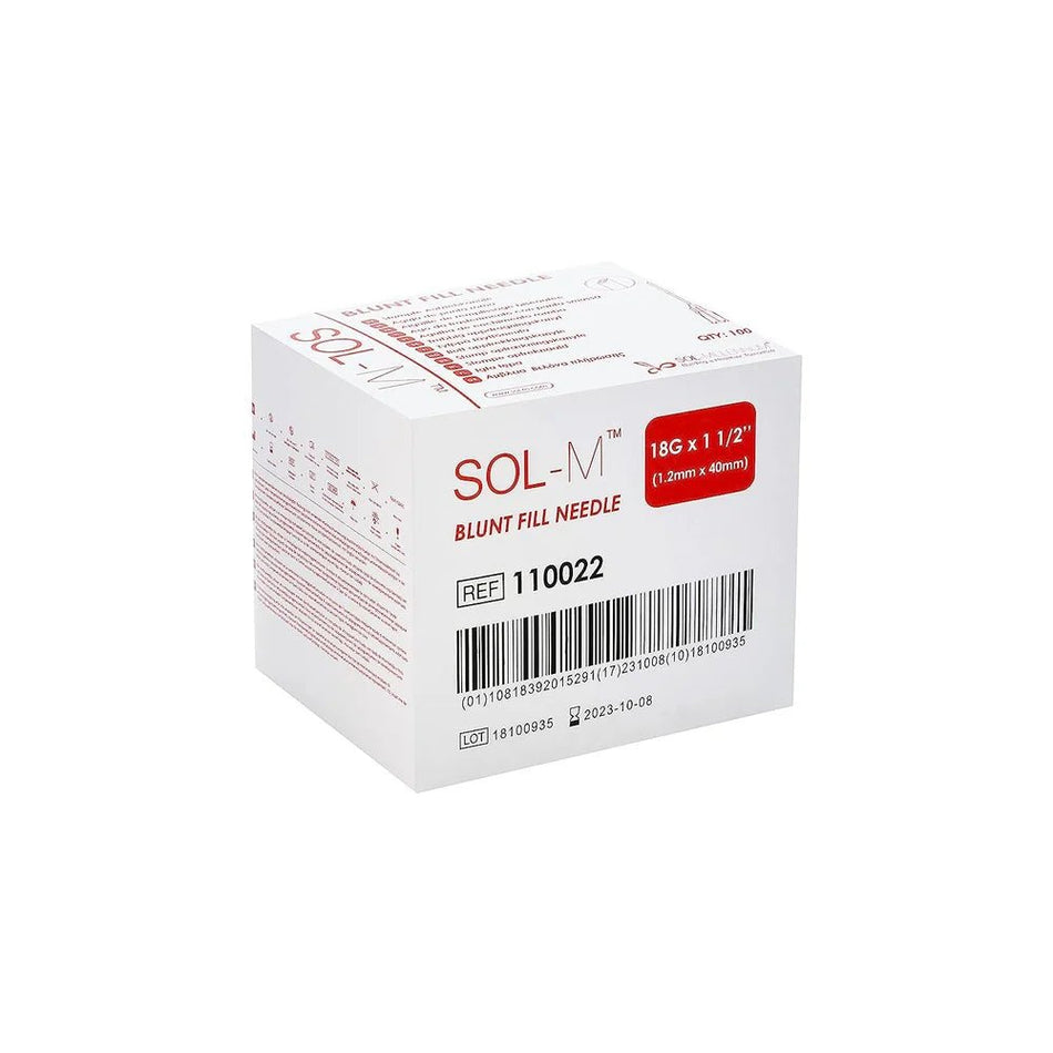 SOL - M 110022 18G x 1.5" Blunt Fill Needle, Sterile, Case of 100