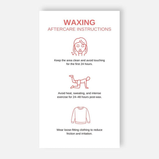 Waxing Post Treatment Aftercare Instructions Cards