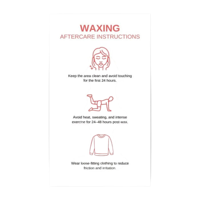 Waxing Post Treatment Aftercare Instructions Cards