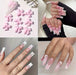 White + Pink Bows Nail Charms 3D Resin Nail Art Gems, 30pcs