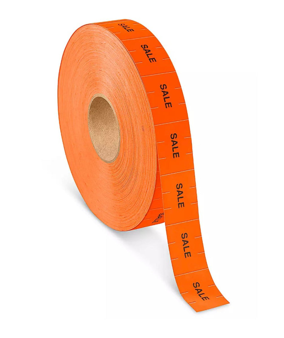 2-line Fluorescent Orange SALE Price Tag Labels, 500/roll - Beauty Pro Supplies Canada