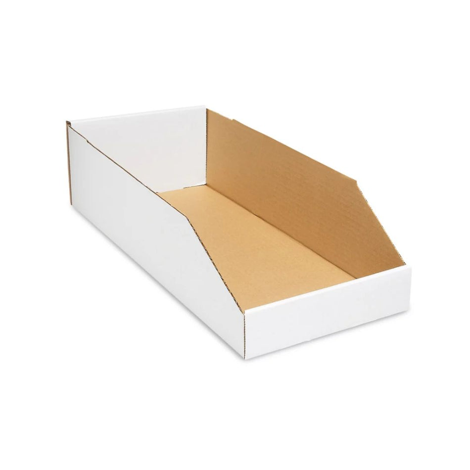 White Corrugated Bin Boxes - 18" L x 6" W x 4" H (50 Pack)