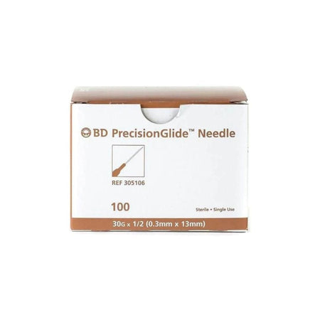 BD 305106 30G x 0.5" Precision Glide Disposable Needle, Sterile, Box of 100