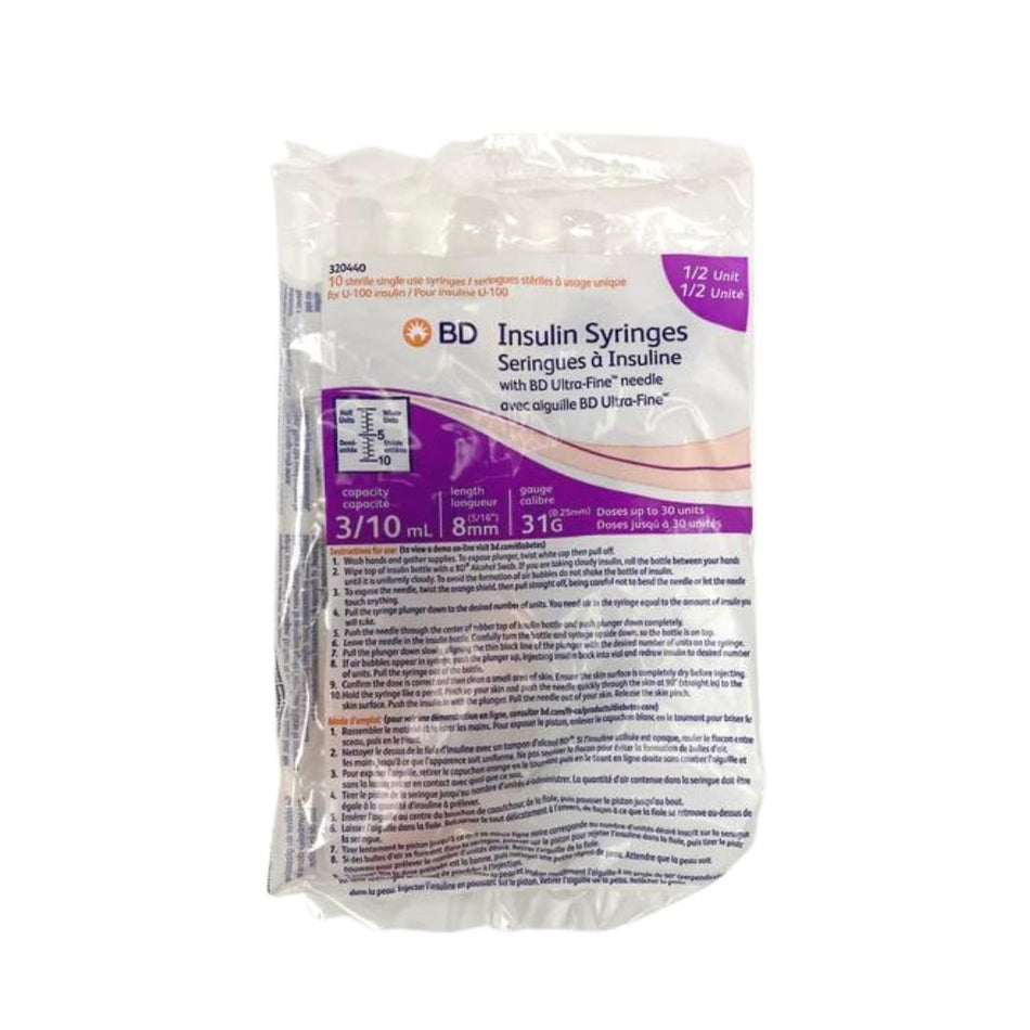 BD 320440 0.3 ml 31G x 5/16" Ultra-Fine Botox / Insulin 8mm Disposable Needle, Pack of 10