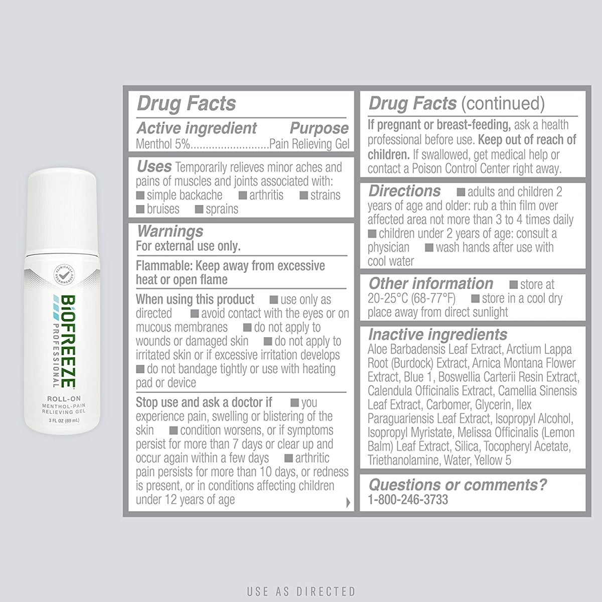 Biofreeze Professional Cryotherapy Pain Relieving Roll-On, 3oz / 89ml - Beauty Pro Supplies Canada
