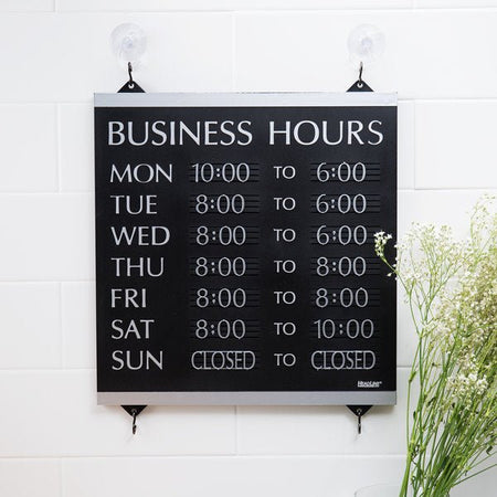 Business Hours Sign - includes 176 characters | 14" x 13"