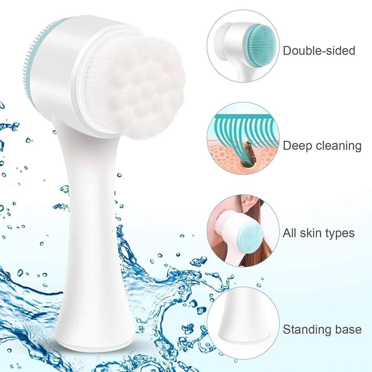 Deep Cleansing Dual Action Facial Brush - Blue - Beauty Pro Supplies Canada
