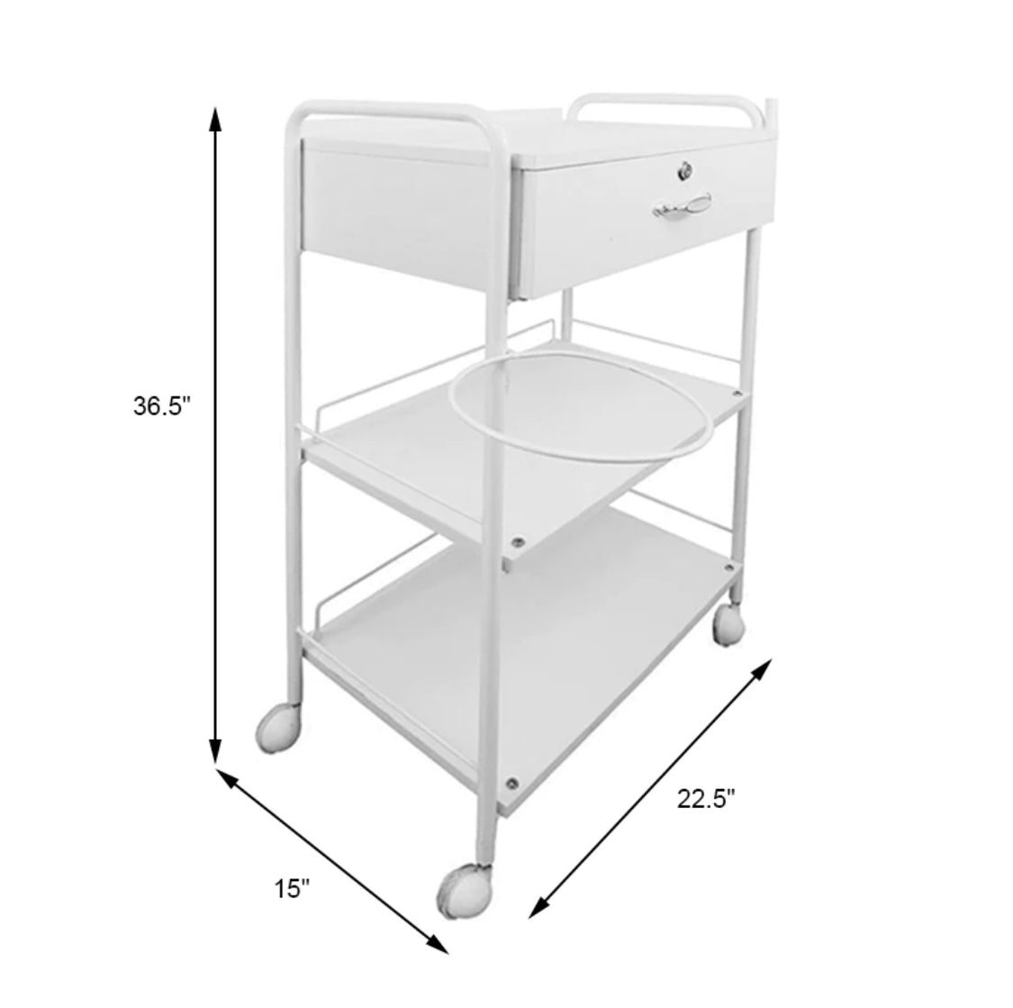 Facial Trolley with Lockable Drawer + Lamp Holder - Beauty Pro Supplies Canada