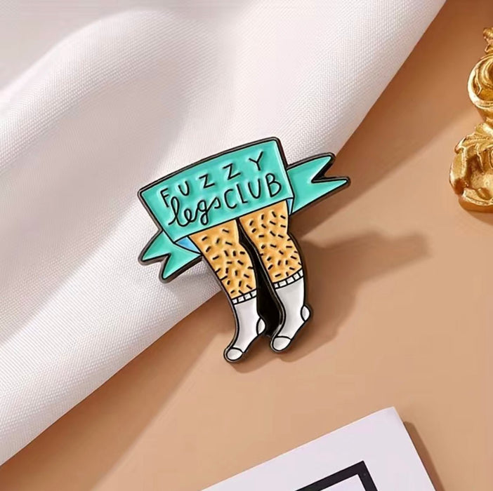 Lapel Pin - Fuzzy Legs Club Hair Removal Enamel Pin for Aestheticians + Laser Techs