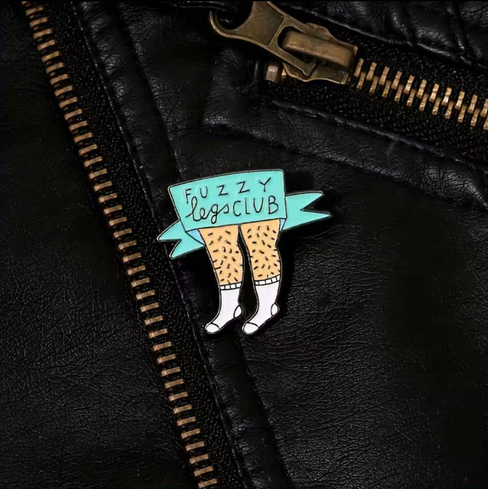 Lapel Pin - Fuzzy Legs Club Hair Removal Enamel Pin for Aestheticians + Laser Techs