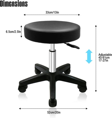 Hydraulic Adjustable Height Rolling Stool - White - Beauty Pro Supplies Canada