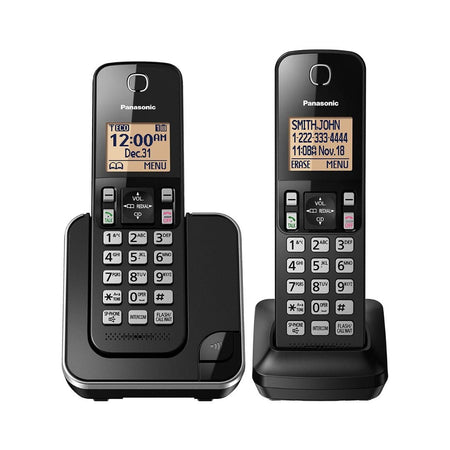 Panasonic KX-TGC352B Cordless Phone - 2-Handset | Amber Backlit Display | Black - Beauty Pro Supplies Canada