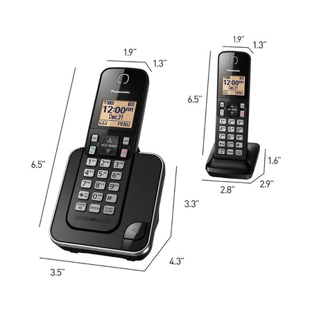 Panasonic KX-TGC352B Cordless Phone - 2-Handset | Amber Backlit Display | Black - Beauty Pro Supplies Canada