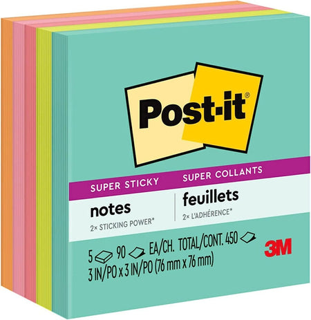 Post-It Super Sticky Notes, Miami Collection