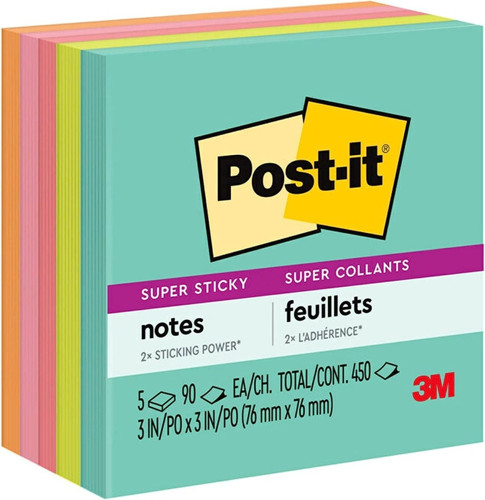 Post-It Super Sticky Notes, Miami Collection - Beauty Pro Supplies Canada